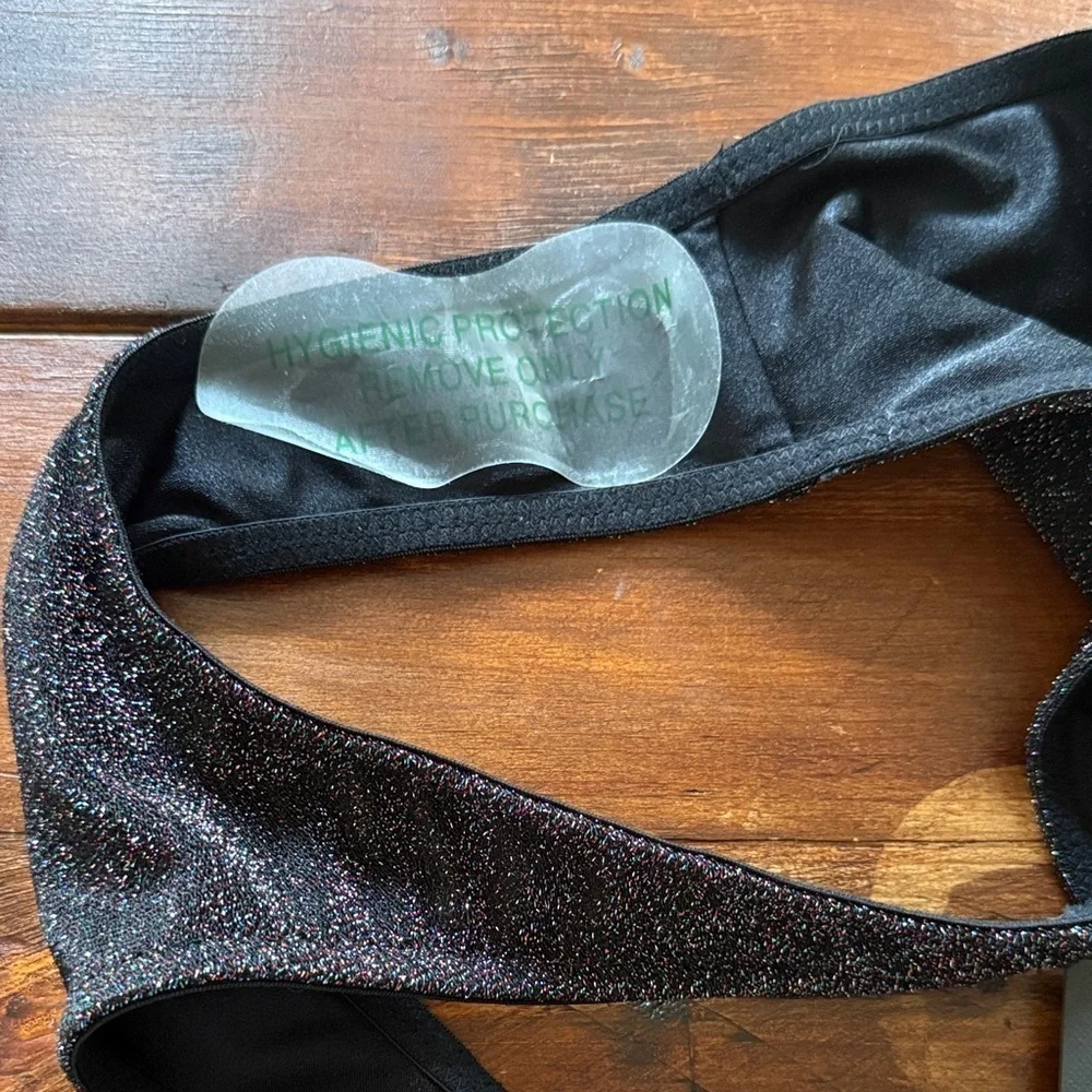 Triangl Swimwear Sparkly Black Bottoms Size Large